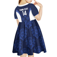 Custom Scotland Cricket Kid Short Sleeve Dress Go Scots Thistle Pattern - Wonder Print Shop