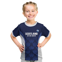 Custom Scotland Cricket Kid T Shirt Go Scots Thistle Pattern - Wonder Print Shop
