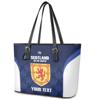 Custom Scotland Cricket Leather Tote Bag Go Scots Thistle Pattern - Wonder Print Shop