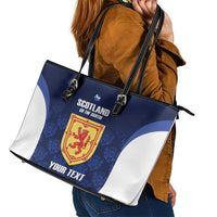 Custom Scotland Cricket Leather Tote Bag Go Scots Thistle Pattern - Wonder Print Shop