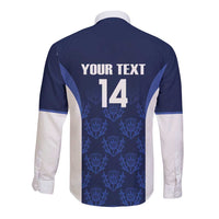Custom Scotland Cricket Long Sleeve Button Shirt Go Scots Thistle Pattern - Wonder Print Shop