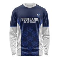 Custom Scotland Cricket Long Sleeve Shirt Go Scots Thistle Pattern - Wonder Print Shop