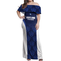 Custom Scotland Cricket Off Shoulder Maxi Dress Go Scots Thistle Pattern - Wonder Print Shop