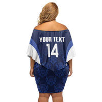Custom Scotland Cricket Off Shoulder Short Dress Go Scots Thistle Pattern - Wonder Print Shop