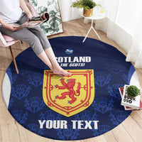 Custom Scotland Cricket Round Carpet Go Scots Thistle Pattern - Wonder Print Shop