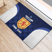 Custom Scotland Cricket Rubber Doormat Go Scots Thistle Pattern - Wonder Print Shop