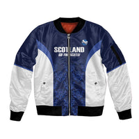 Custom Scotland Cricket Sleeve Zip Bomber Jacket Go Scots Thistle Pattern - Wonder Print Shop