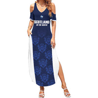 Custom Scotland Cricket Summer Maxi Dress Go Scots Thistle Pattern - Wonder Print Shop