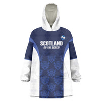 Custom Scotland Cricket Wearable Blanket Hoodie Go Scots Thistle Pattern - Wonder Print Shop