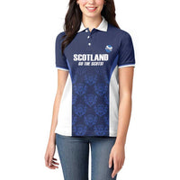 Custom Scotland Cricket Women Polo Shirt Go Scots Thistle Pattern - Wonder Print Shop