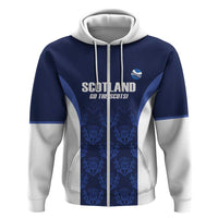Custom Scotland Cricket Zip Hoodie Go Scots Thistle Pattern - Wonder Print Shop