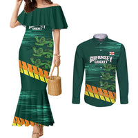 Custom Guernsey Cricket Couples Matching Mermaid Dress and Long Sleeve Button Shirt Go Champions - Wonder Print Shop