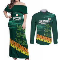 Custom Guernsey Cricket Couples Matching Off Shoulder Maxi Dress and Long Sleeve Button Shirt Go Champions - Wonder Print Shop
