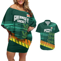Custom Guernsey Cricket Couples Matching Off Shoulder Short Dress and Hawaiian Shirt Go Champions - Wonder Print Shop