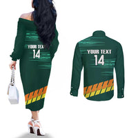 Custom Guernsey Cricket Couples Matching Off The Shoulder Long Sleeve Dress and Long Sleeve Button Shirt Go Champions - Wonder Print Shop