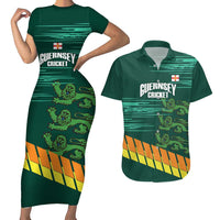 Custom Guernsey Cricket Couples Matching Short Sleeve Bodycon Dress and Hawaiian Shirt Go Champions - Wonder Print Shop