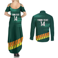 Custom Guernsey Cricket Couples Matching Summer Maxi Dress and Long Sleeve Button Shirt Go Champions - Wonder Print Shop