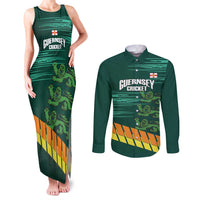 Custom Guernsey Cricket Couples Matching Tank Maxi Dress and Long Sleeve Button Shirt Go Champions - Wonder Print Shop
