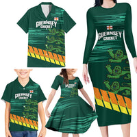 Custom Guernsey Cricket Family Matching Long Sleeve Bodycon Dress and Hawaiian Shirt Go Champions - Wonder Print Shop