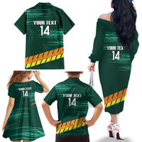 Custom Guernsey Cricket Family Matching Off The Shoulder Long Sleeve Dress and Hawaiian Shirt Go Champions - Wonder Print Shop