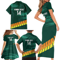 Custom Guernsey Cricket Family Matching Short Sleeve Bodycon Dress and Hawaiian Shirt Go Champions - Wonder Print Shop