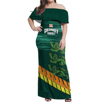Custom Guernsey Cricket Off Shoulder Maxi Dress Go Champions - Wonder Print Shop