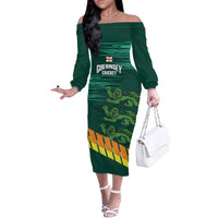 Custom Guernsey Cricket Off The Shoulder Long Sleeve Dress Go Champions - Wonder Print Shop