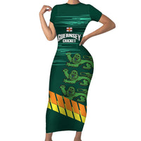 Custom Guernsey Cricket Short Sleeve Bodycon Dress Go Champions - Wonder Print Shop