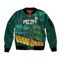 Custom Guernsey Cricket Sleeve Zip Bomber Jacket Go Champions - Wonder Print Shop