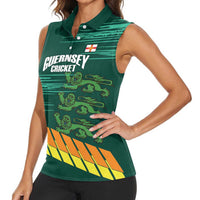 Custom Guernsey Cricket Women Sleeveless Polo Shirt Go Champions - Wonder Print Shop