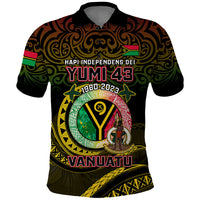 Personalised Vanuatu Polo Shirt Yumi 43 Hapi Independens Dei Black Version - Wonder Print Shop