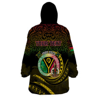 Personalised Vanuatu Wearable Blanket Hoodie Yumi 43 Hapi Independens Dei Black Version - Wonder Print Shop