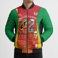 Personalized Saint Kitts and Nevis Bomber Puffer Jacket Pelican 42nd Independence Anniversary - Wonder Print Shop