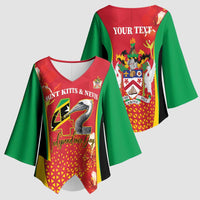Personalized Saint Kitts and Nevis Kimono Sleeve Blouse Pelican 42nd Independence Anniversary - Wonder Print Shop