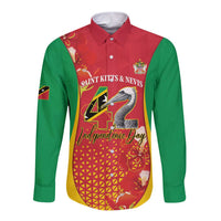 Personalized Saint Kitts and Nevis Long Sleeve Button Shirt Pelican 42nd Independence Anniversary - Wonder Print Shop