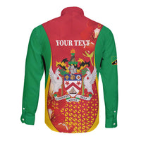 Personalized Saint Kitts and Nevis Long Sleeve Button Shirt Pelican 42nd Independence Anniversary - Wonder Print Shop