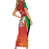 Personalized Saint Kitts and Nevis Short Sleeve Bodycon Dress Pelican 42nd Independence Anniversary - Wonder Print Shop