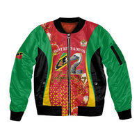 Personalized Saint Kitts and Nevis Sleeve Zip Bomber Jacket Pelican 42nd Independence Anniversary - Wonder Print Shop