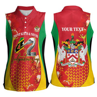 Personalized Saint Kitts and Nevis Women Sleeveless Polo Shirt Pelican 42nd Independence Anniversary - Wonder Print Shop