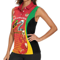 Personalized Saint Kitts and Nevis Women Sleeveless Polo Shirt Pelican 42nd Independence Anniversary - Wonder Print Shop