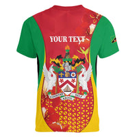 Personalized Saint Kitts and Nevis Women V-Neck T-Shirt Pelican 42nd Independence Anniversary - Wonder Print Shop