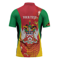 Personalized Saint Kitts and Nevis Zipper Polo Shirt Pelican 42nd Independence Anniversary - Wonder Print Shop