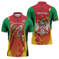 Personalized Saint Kitts and Nevis Zipper Polo Shirt Pelican 42nd Independence Anniversary - Wonder Print Shop