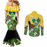 Personalized Saint Vincent and the Grenadines Couples Matching Mermaid Dress and Long Sleeve Button Shirt Amazona Guildingii 46 Years Of Independence - Wonder Print Shop