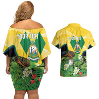 Personalized Saint Vincent and the Grenadines Couples Matching Off Shoulder Short Dress and Hawaiian Shirt Amazona Guildingii 46 Years Of Independence - Wonder Print Shop