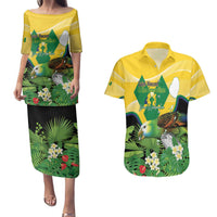 Personalized Saint Vincent and the Grenadines Couples Matching Puletasi and Hawaiian Shirt Amazona Guildingii 46 Years Of Independence - Wonder Print Shop