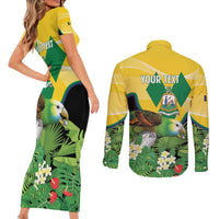Personalized Saint Vincent and the Grenadines Couples Matching Short Sleeve Bodycon Dress and Long Sleeve Button Shirt Amazona Guildingii 46 Years Of Independence - Wonder Print Shop
