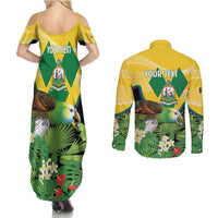 Personalized Saint Vincent and the Grenadines Couples Matching Summer Maxi Dress and Long Sleeve Button Shirt Amazona Guildingii 46 Years Of Independence - Wonder Print Shop