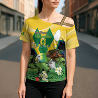 Personalized Saint Vincent and the Grenadines Cross Shoulder Shirt Amazona Guildingii 46 Years Of Independence - Wonder Print Shop