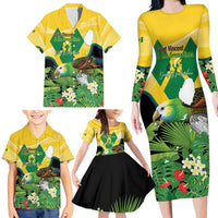 Personalized Saint Vincent and the Grenadines Family Matching Long Sleeve Bodycon Dress and Hawaiian Shirt Amazona Guildingii 46 Years Of Independence - Wonder Print Shop